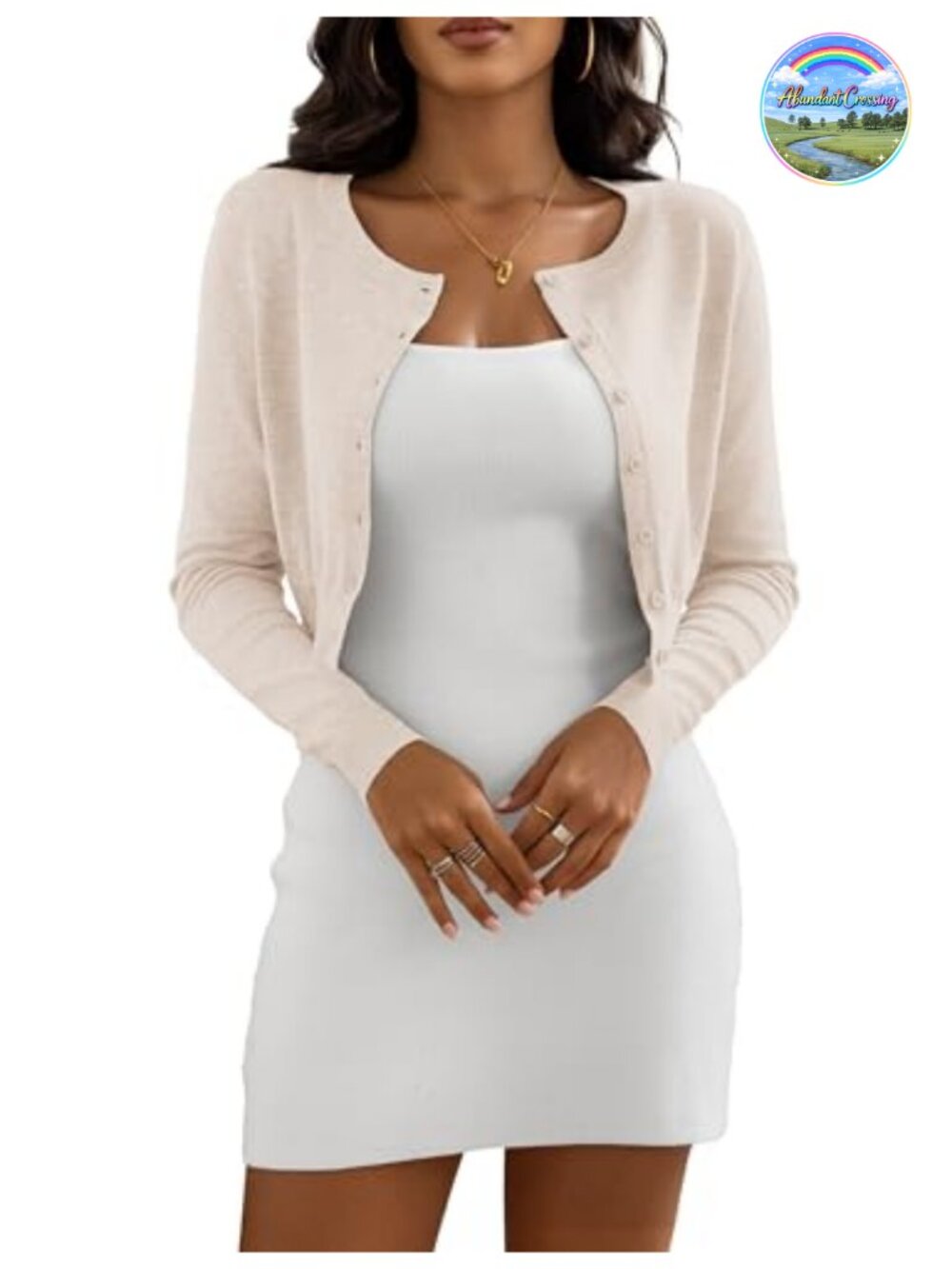 Cropped Cardigan Sweater Women Crew Neck Knit Bolero Shrug